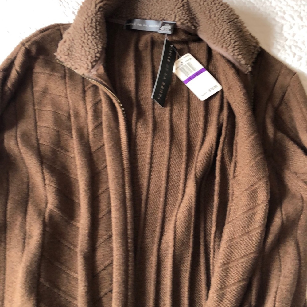 Men’s brown front zip long sleeve sweater
